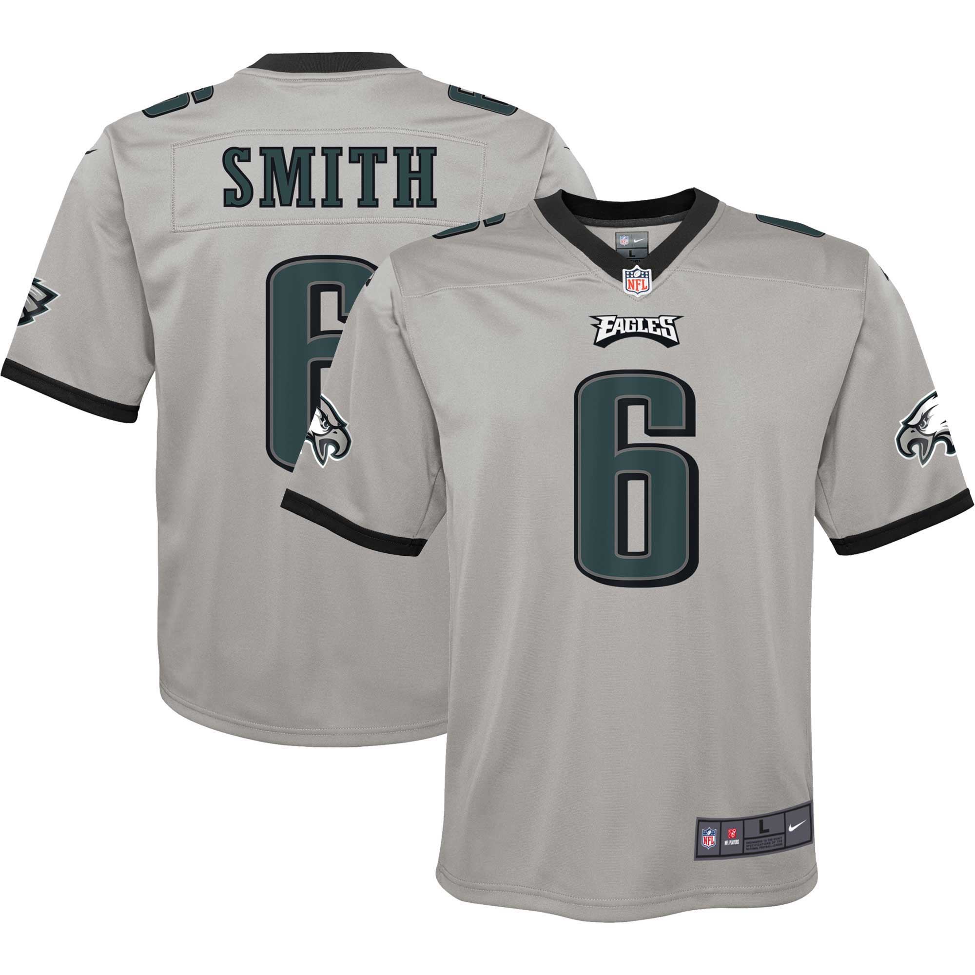 Youth Philadelphia Eagles DeVonta Smith Silver Inverted Game Jersey