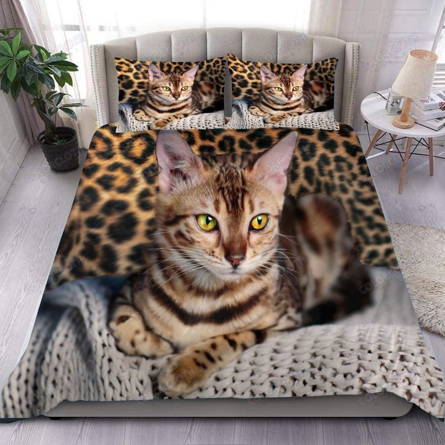 Bengal Cat Leopard Pattern All Over Printed Bedding Set Hl17907