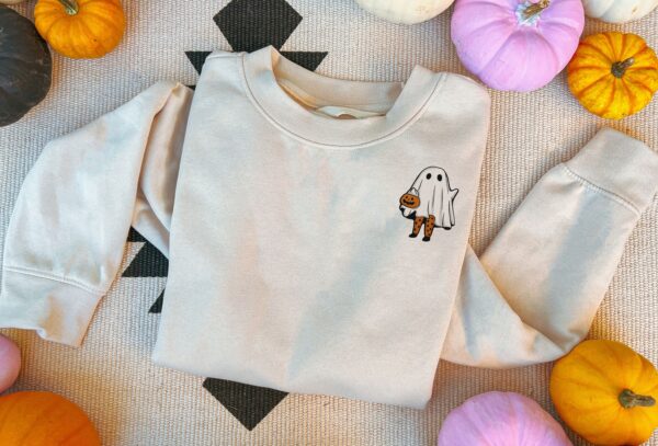 Halloween Ghost Embroidered Sweatshirt 2D Crewneck Sweatshirt All Over Print Sweatshirt For Women Sweatshirt For Men Sws3954