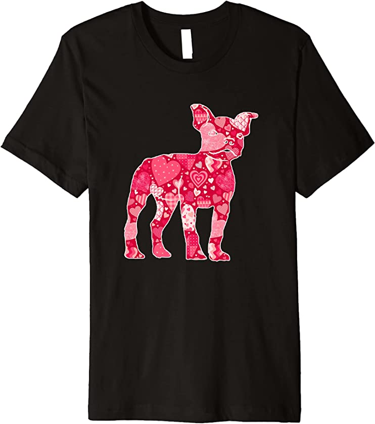 Boston Terrier Dog Valentines Day Cute Hearts Puppy Lover Premium T-Shirt