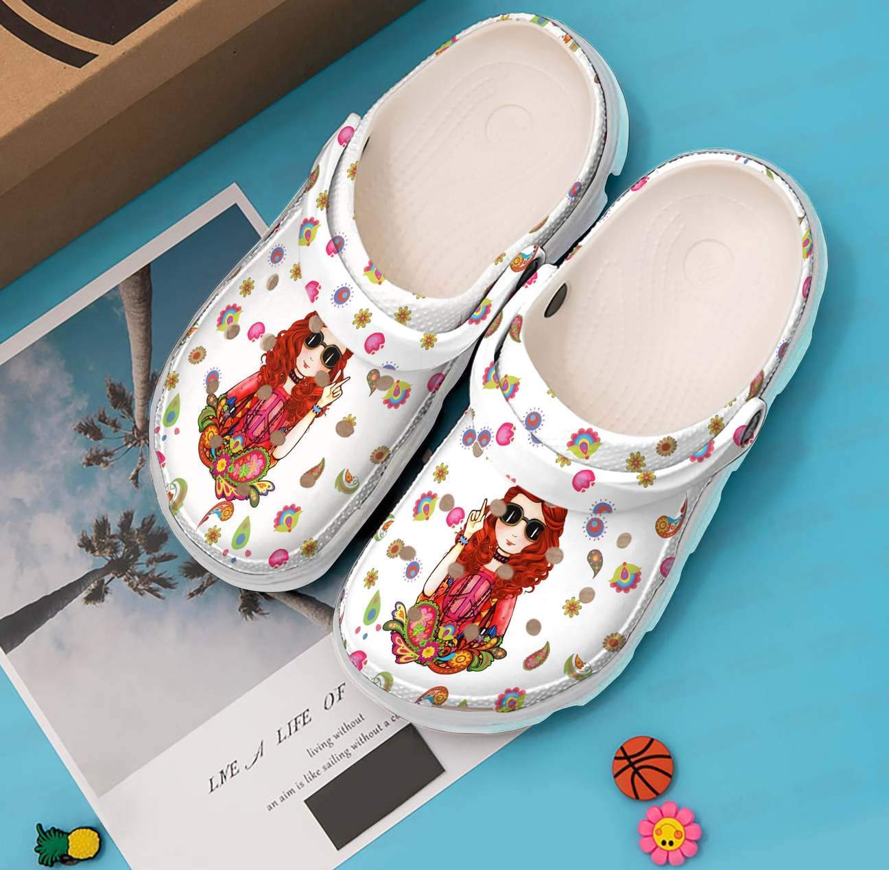 Hippie Personalized Clog, Custom Name, Text, Color, Number Fashion Style For Women, Men, Kid, Print 3D Hippie Lady