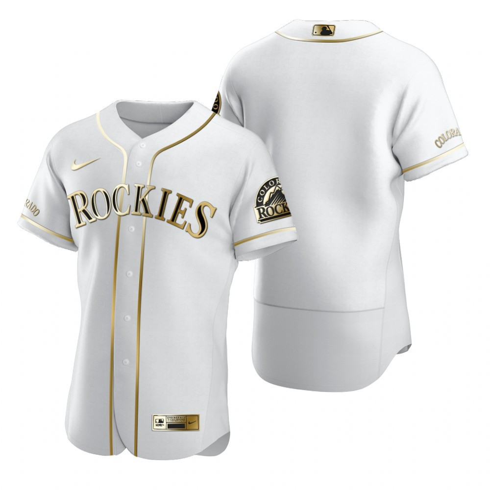 Colorado Rockies MLB Golden Brandedition White Jersey Gift For Rockies Fans