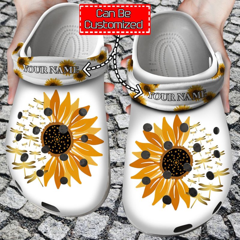 Dragonfly Sunflower clog Shoes Animal Print