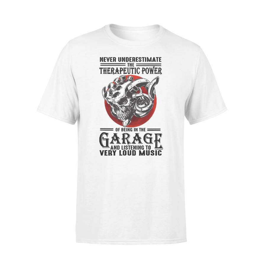 Never Underestimate The Therapeutic Power Of Being Iin A Garage Blood Moon T-shirt