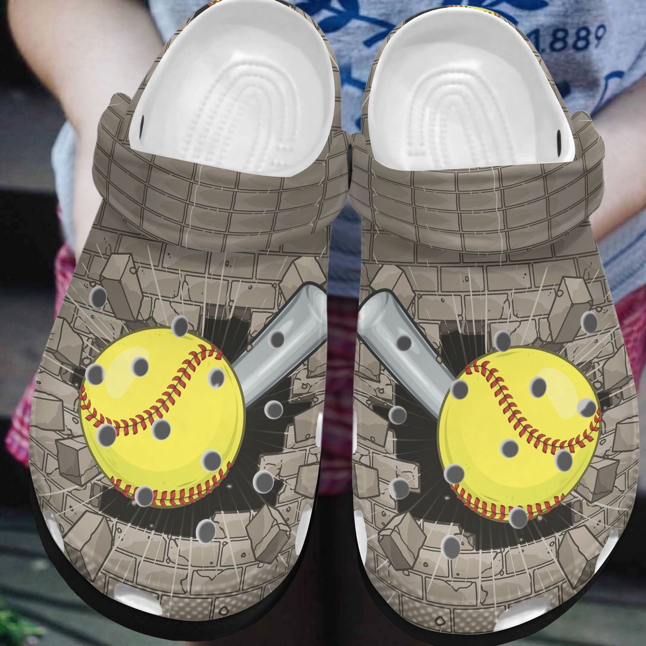 Softball Personalized Clog, Custom Name, Text, Color, Number Fashion Style For Women, Men, Kid, Print 3D Pitch Please