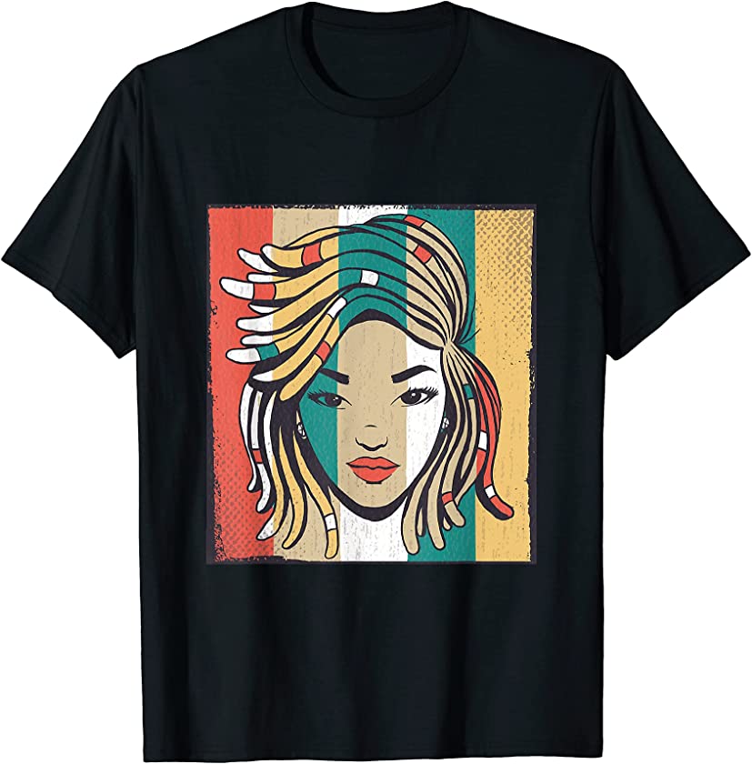 Black African American Natural Dreadlocks Retro Vintage T-Shirt