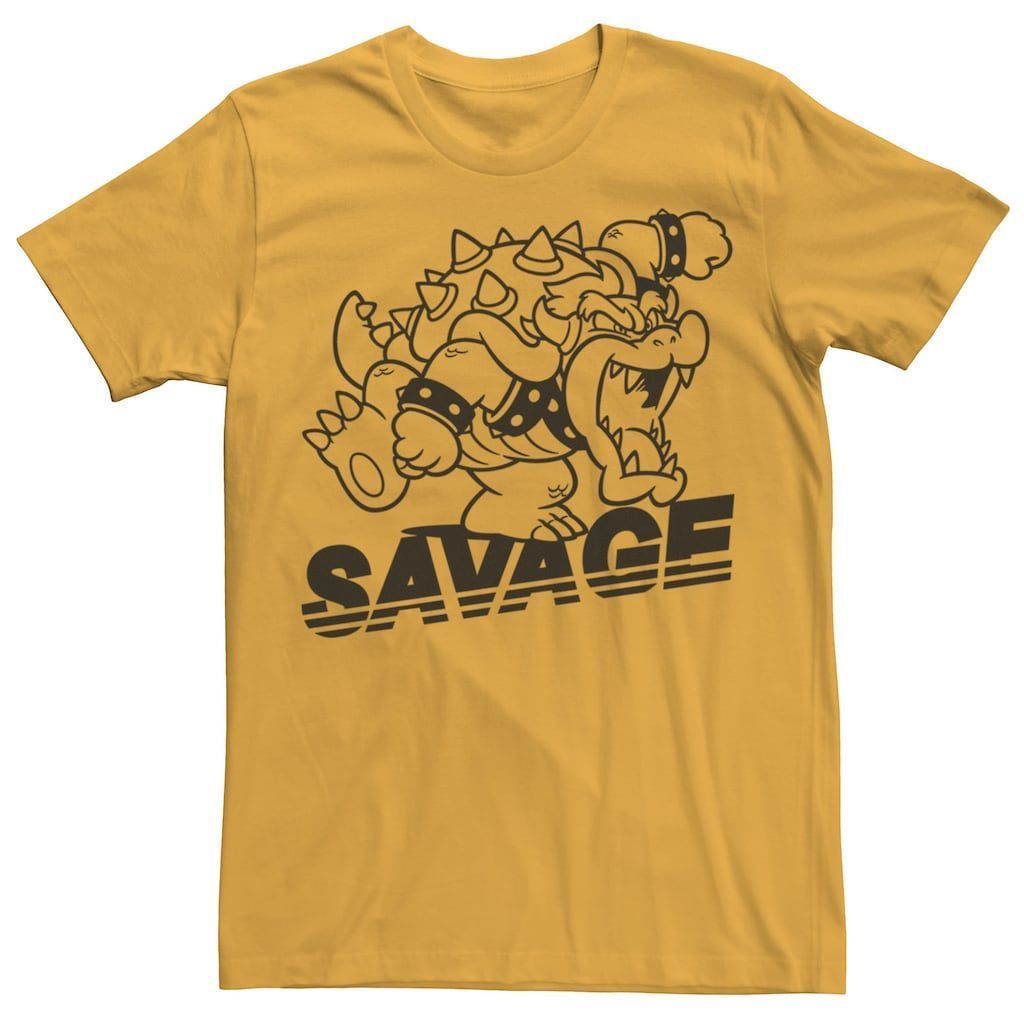 Nintendo Super Mario Savage Bowser Tee Gold Shirt