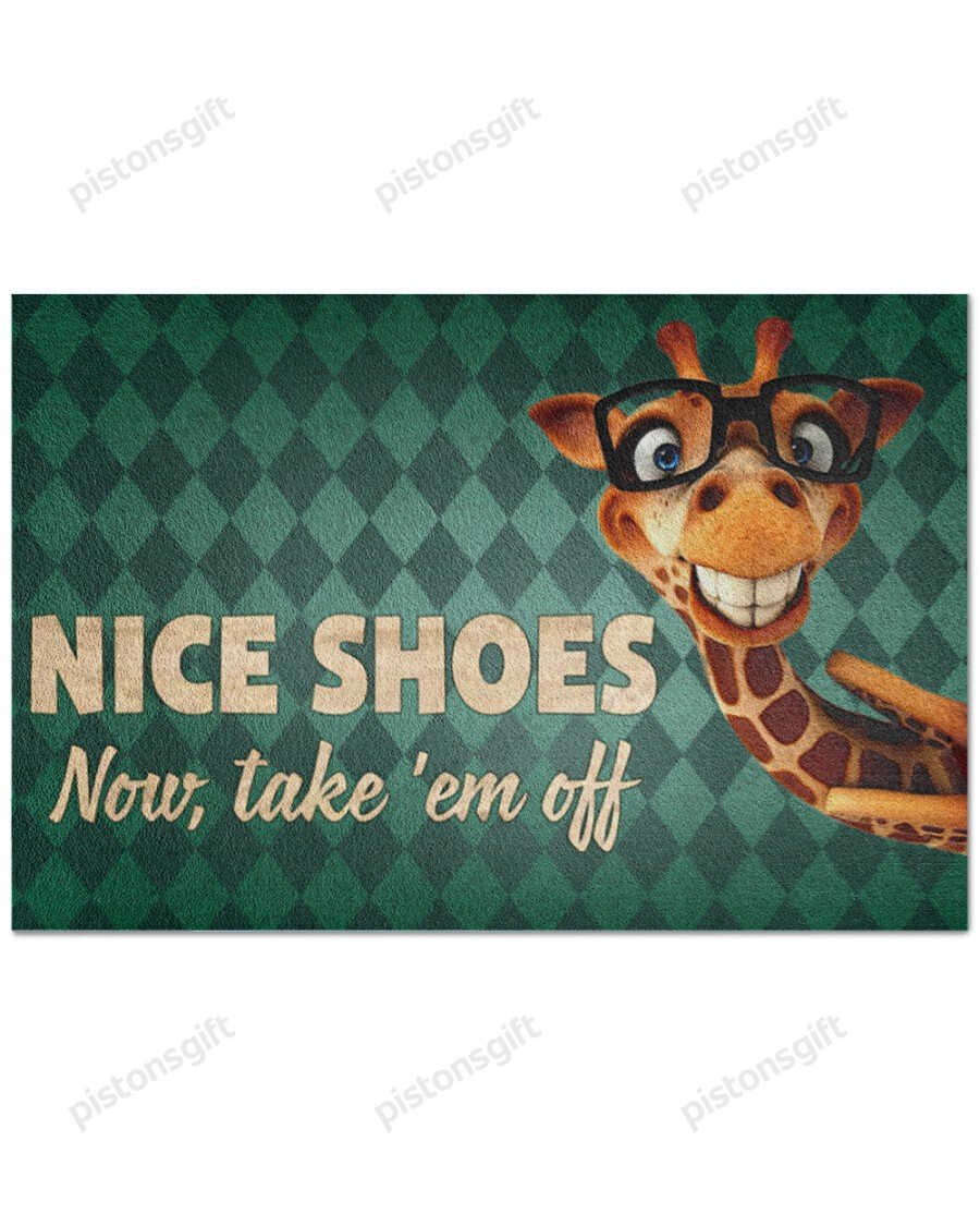 Funny Giraffe Nice Shoes Easy Clean Welcome Doormat | Felt And Rubber | Do1629