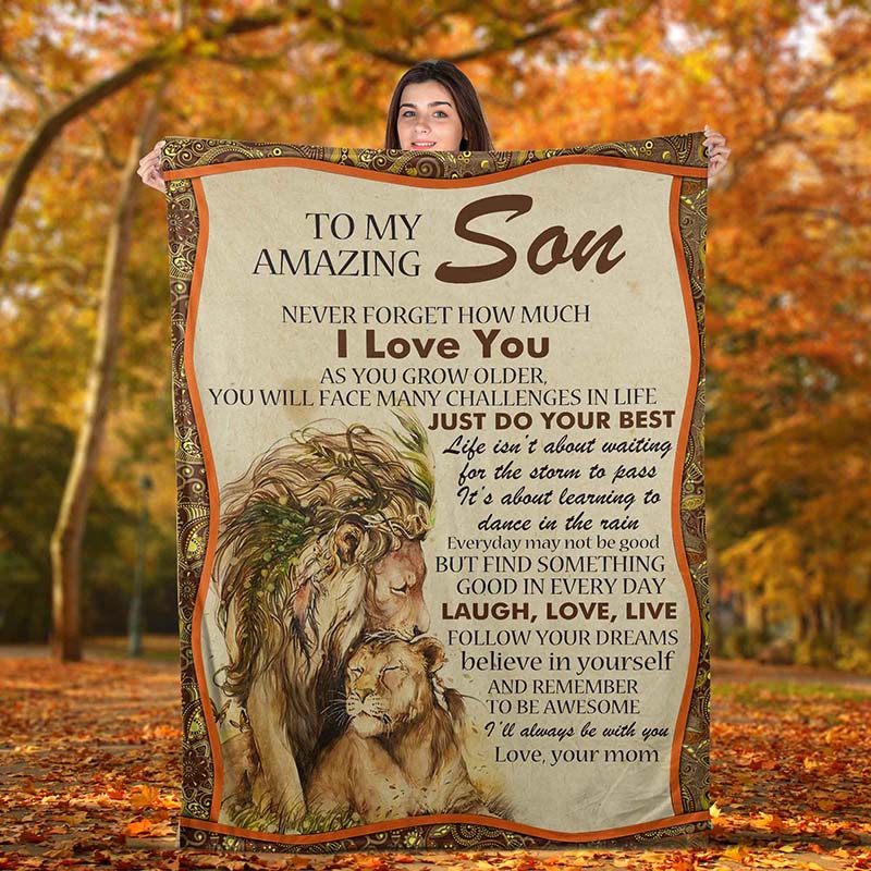 Skitongifts Blanket For Sofa Throws, Bed Throws Blanket – Lion To My Amazing Son As You Grow Older You’Ll Face Many Challenges In Life-Tt1801