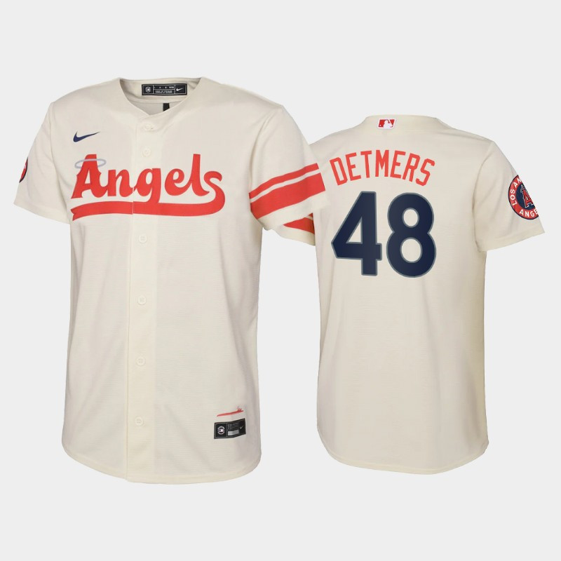 2022-23 City Connect Youth Los Angeles Angels Reid Detmers 48 Reid Detmers Jersey – Cream