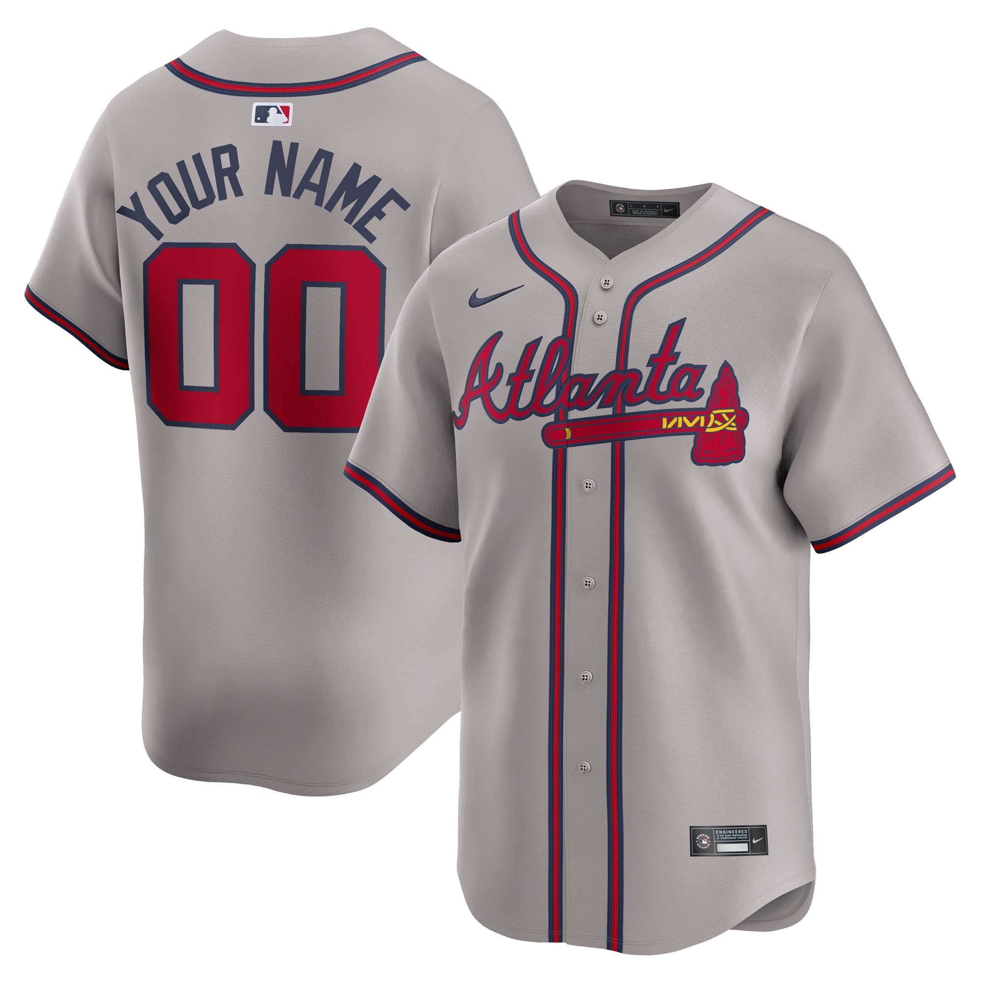 Atlanta Braves Away Limited Custom Jersey – Gray