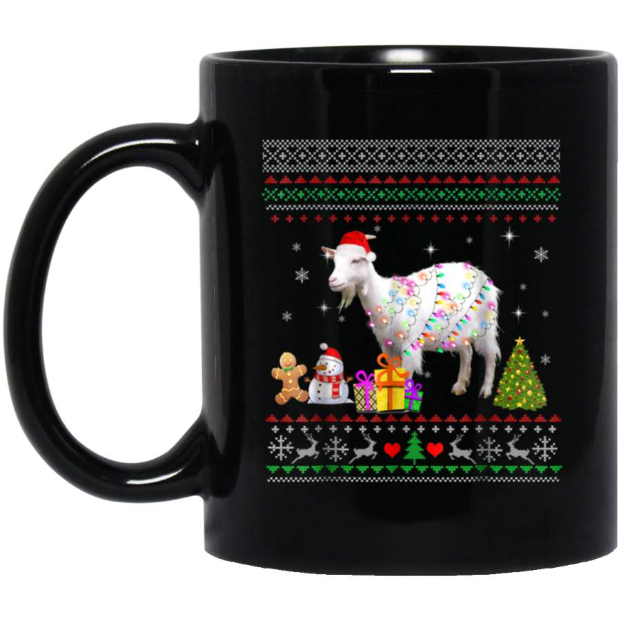 Ugly Christmas er Goat Christmas Light 11 oz 15 oz Black Mug