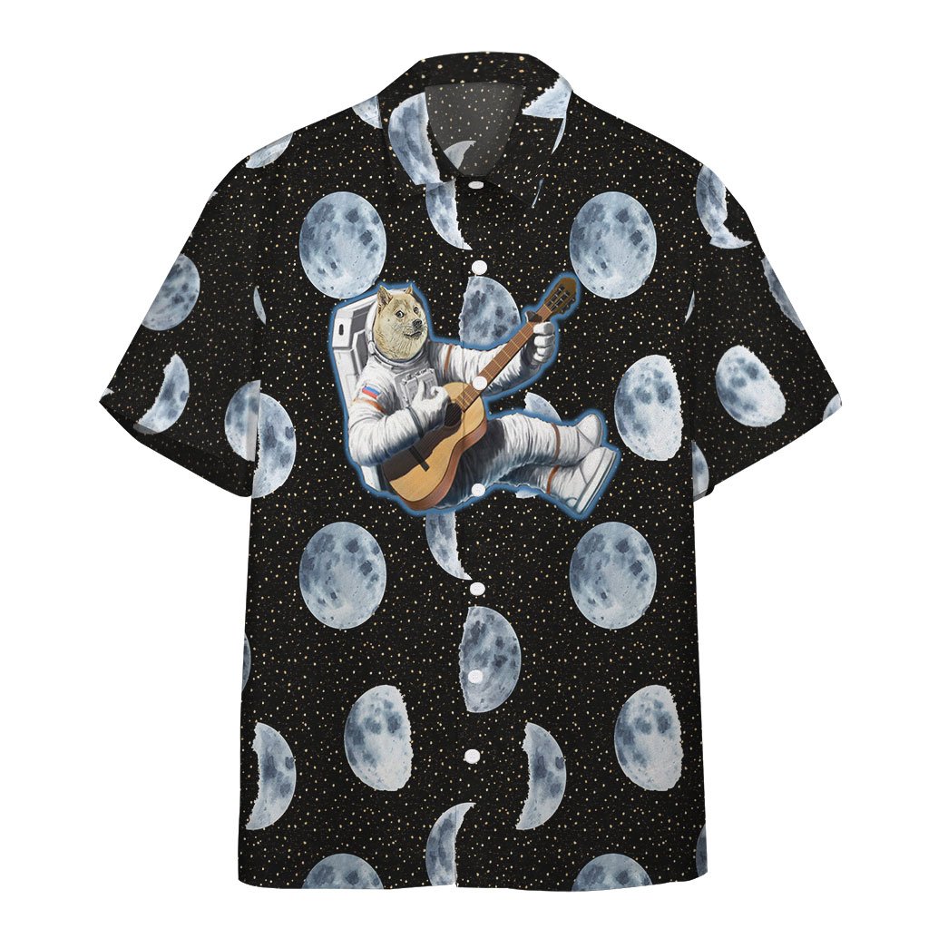 Gearhumans Doge Astronaut Playing Guitar Custom Hawaiian Shirt Ha2976