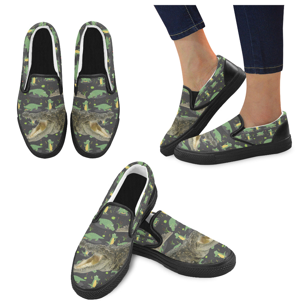 Alligator Black Women’s Slip-on Canvas Shoes