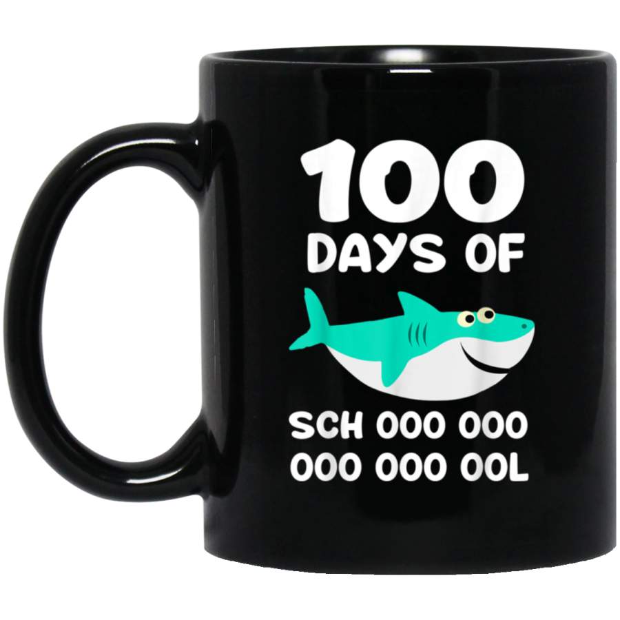 Teacher Shark 100 Days Of School Shark Student Teacher Black Mug