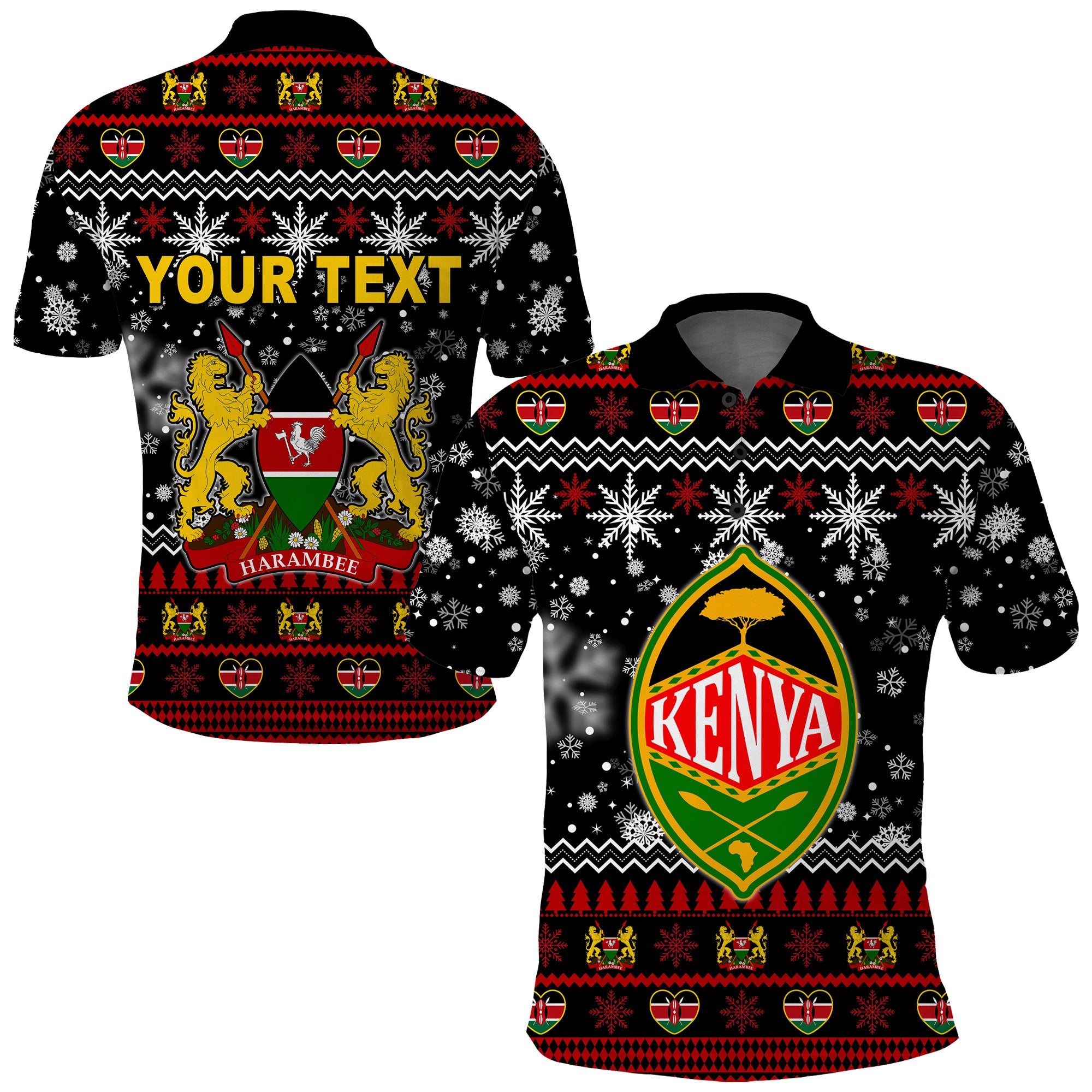 (Custom Personalised) Kenya Christmas Polo Shirt Shield Mix African Pattern Lt13