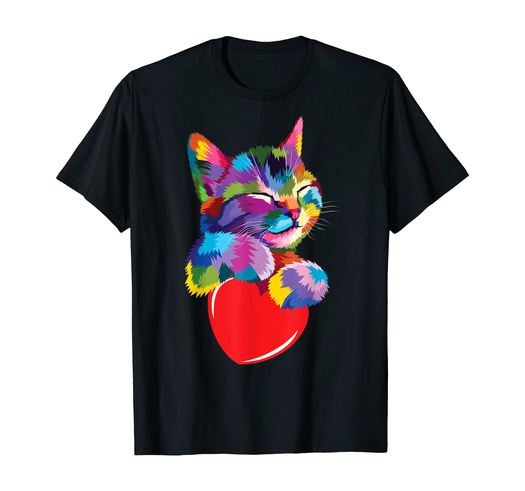 Cute Cat Gift For Kitten Lovers Colorful Art Kitty Adoption T-Shirt