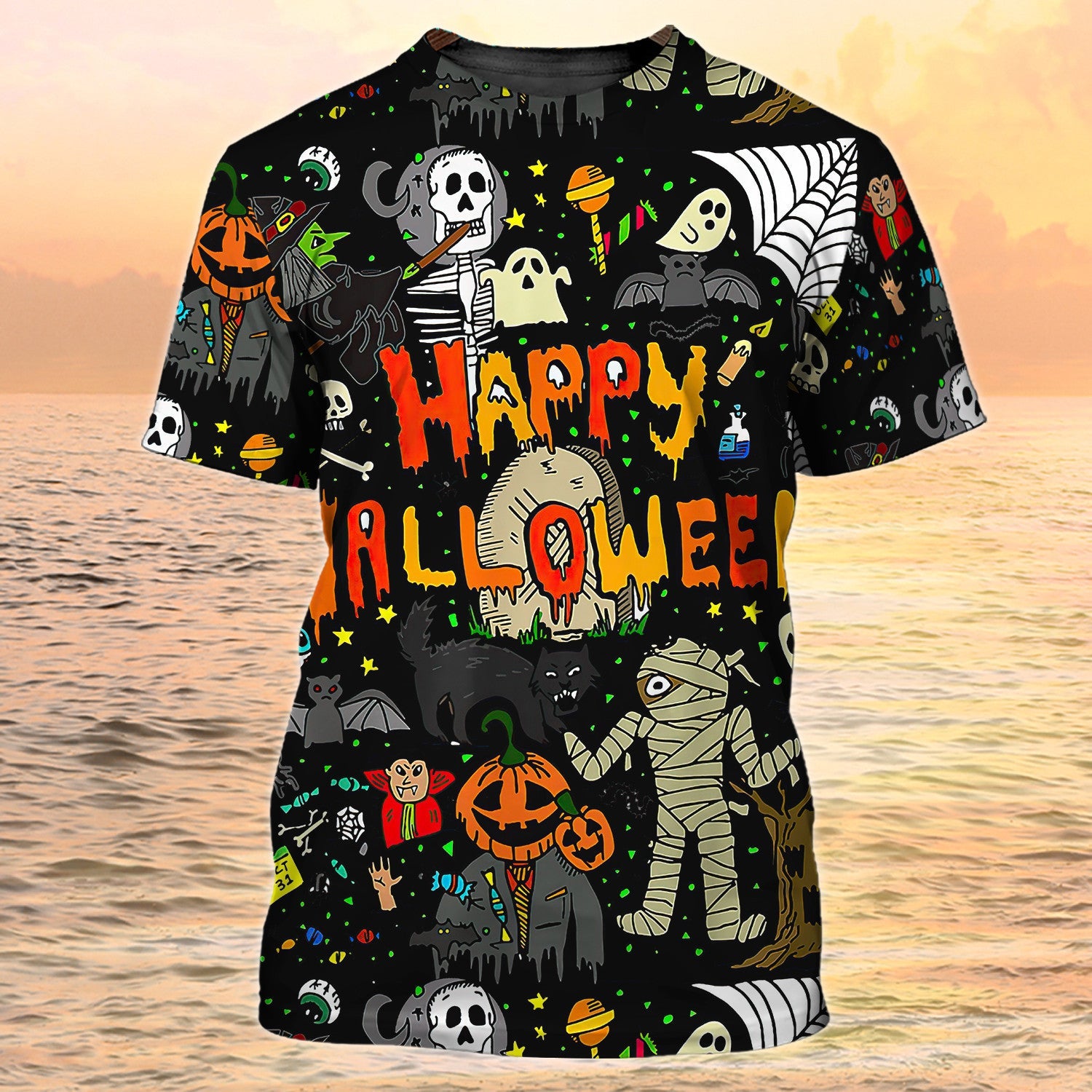 Happy Halloween 3D All Over Print T Shirt Full Of Ghost On Halloween Shirts