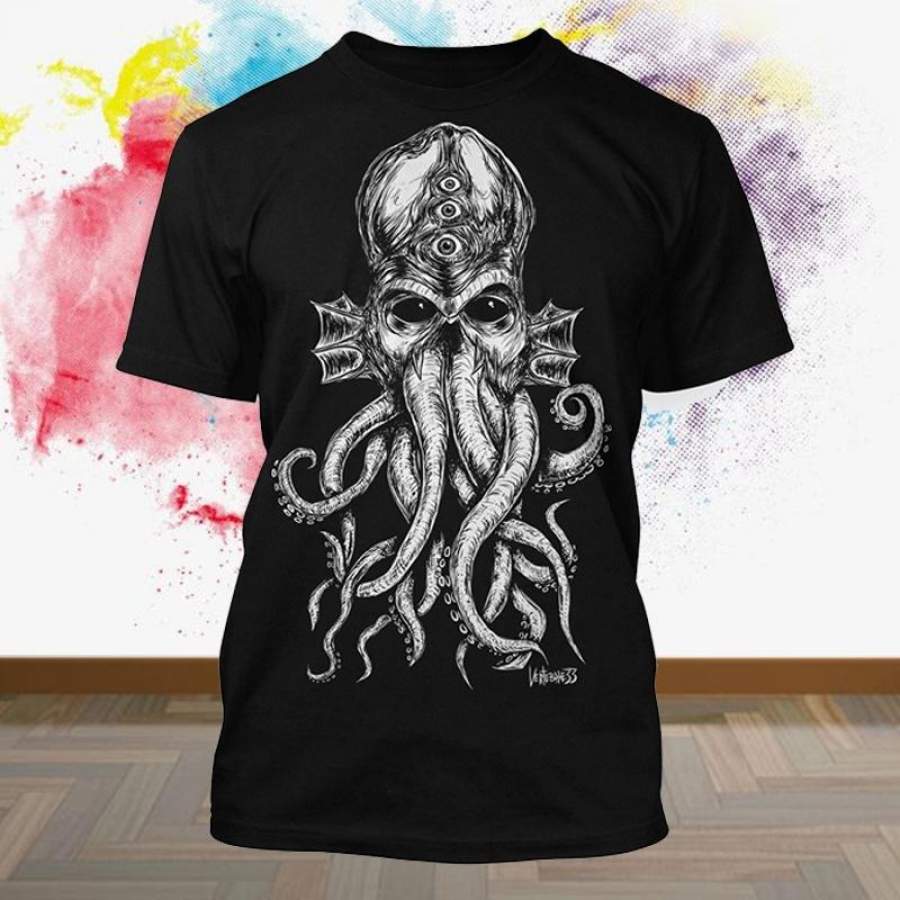 The Idol Cthulhu TShirt White Variant men round collar T-shirt