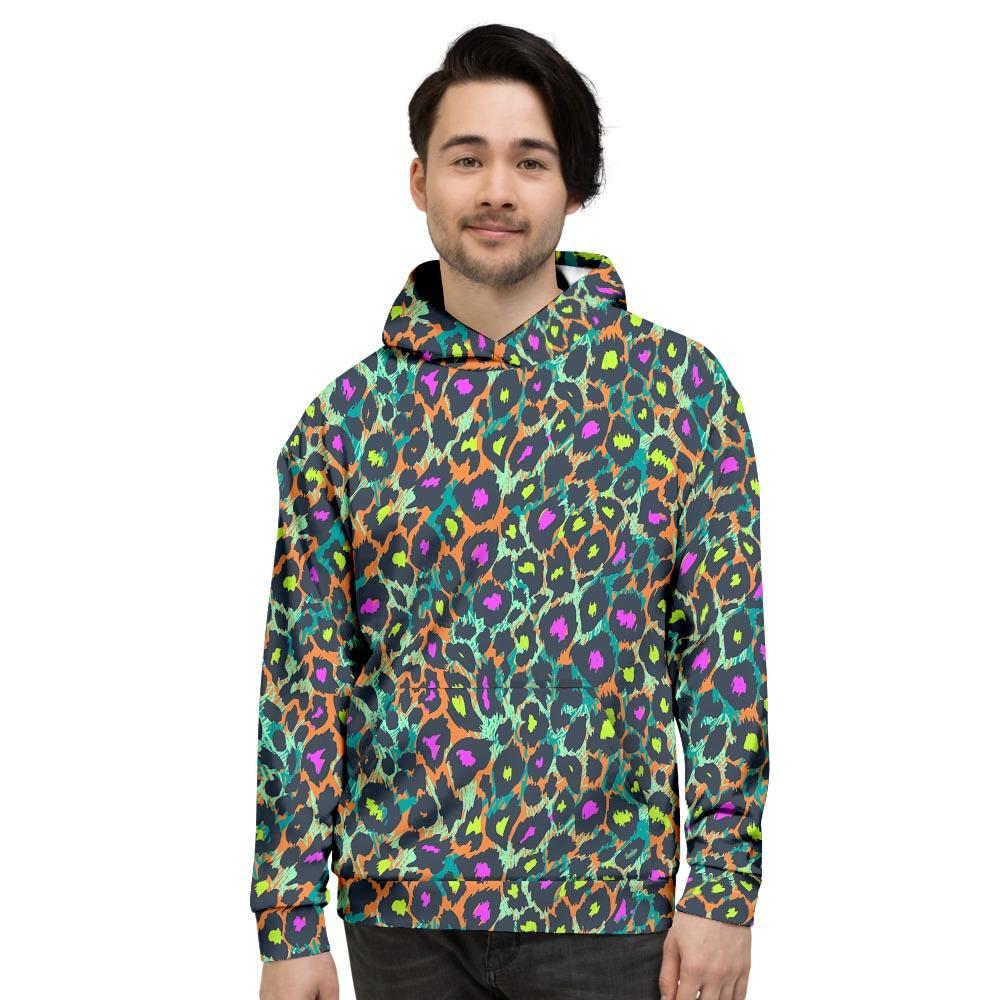 Colorful Neon Leopard Men’S Hoodie