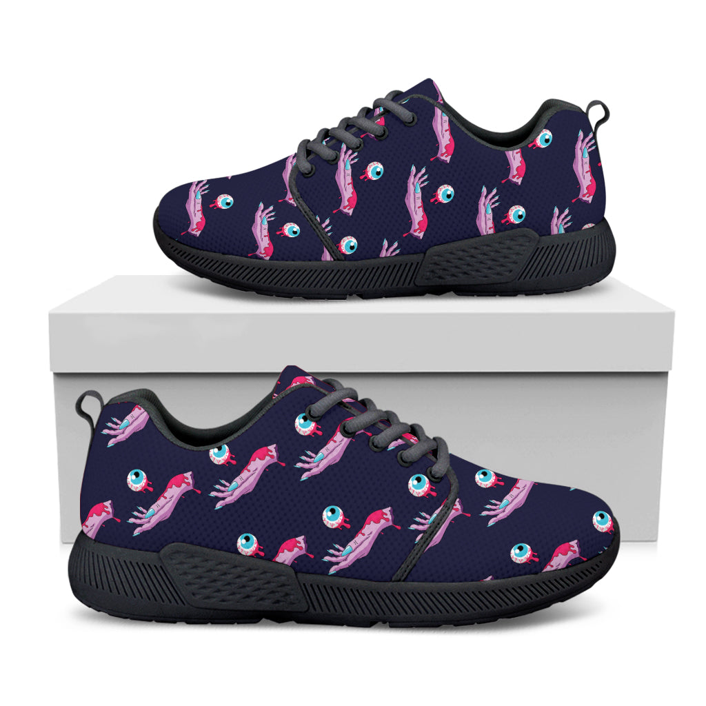 Zombie Eyeball Pattern Print Black Athletic Shoes