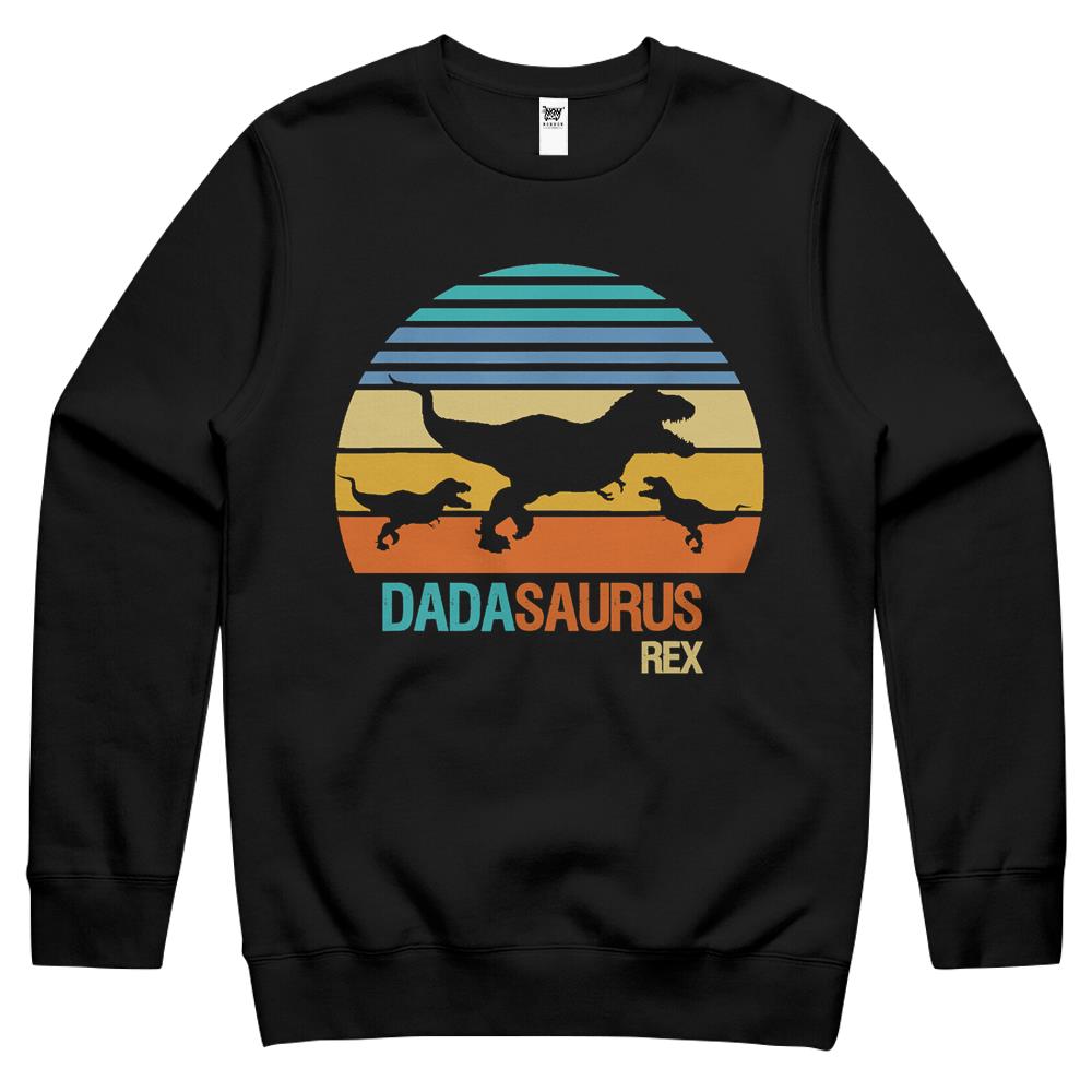 Retro Sunset Dadasaurus, Dad Dino Dinosaur Fathers Day Gift Crewneck Sweatshirt