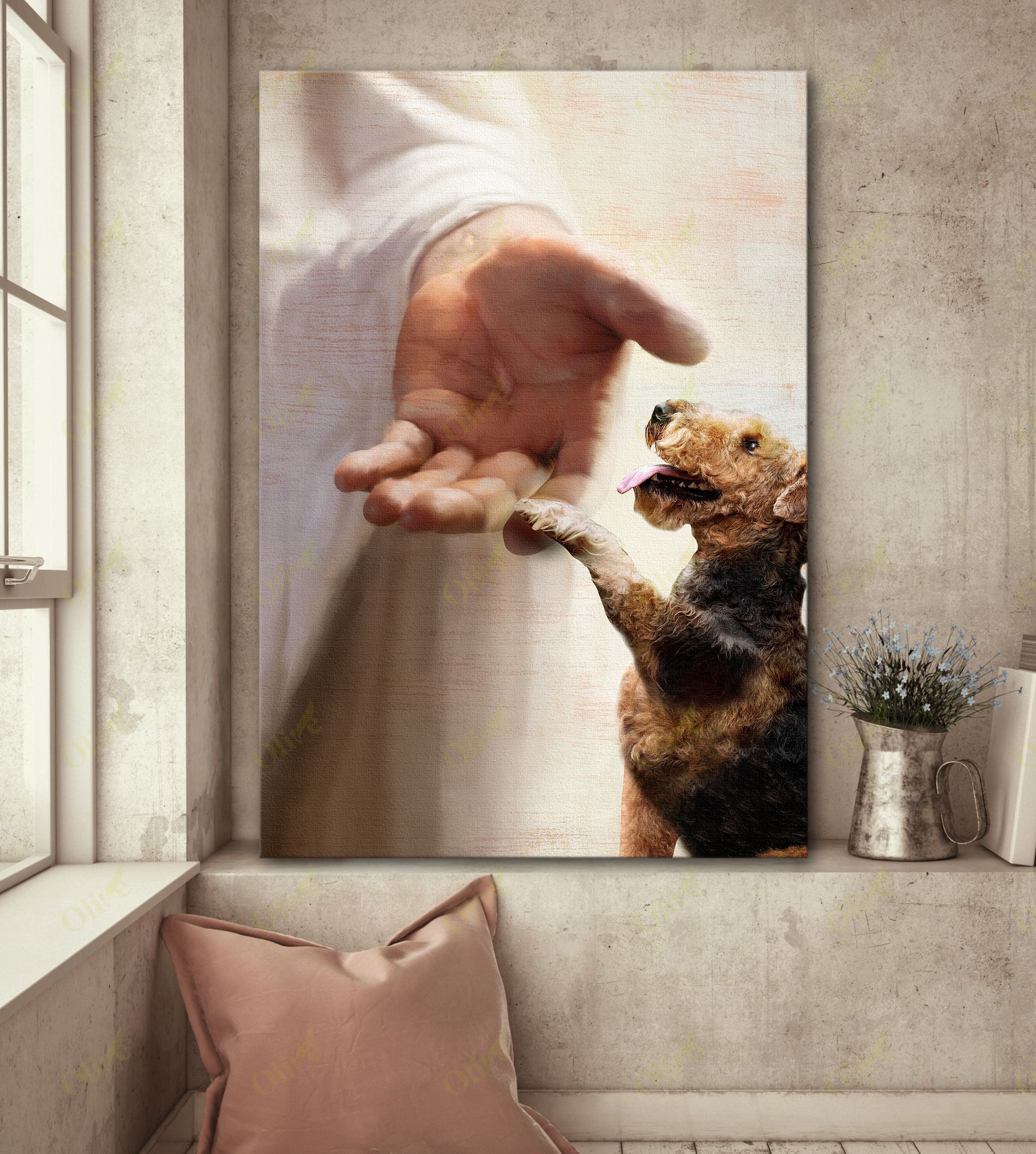 Airedale Terrier – Take My Hand Canvas Wall Art Home Decor