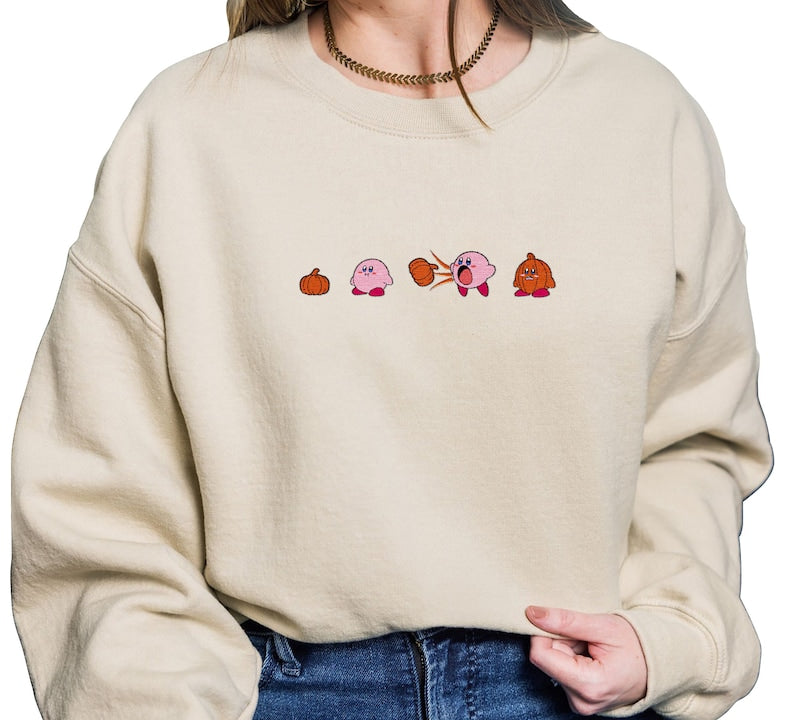 Funny Pumpkin Ghost Halloween Embroidered Sweatshirt Crewneck Sweatshirt All Over Print Sweatshirt For Women Sweatshirt For Men Sws2754