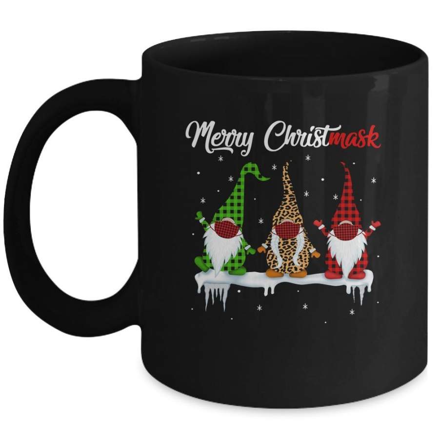 Quarantine Christmas Gnomes Wear Mask Buffalo Plaid Leopard Mug