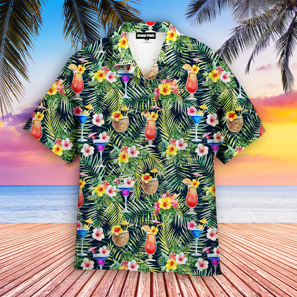 Bright Cocktails With Colorful Flowers Aloha Hawaii Shirts For Men Women Ha40398