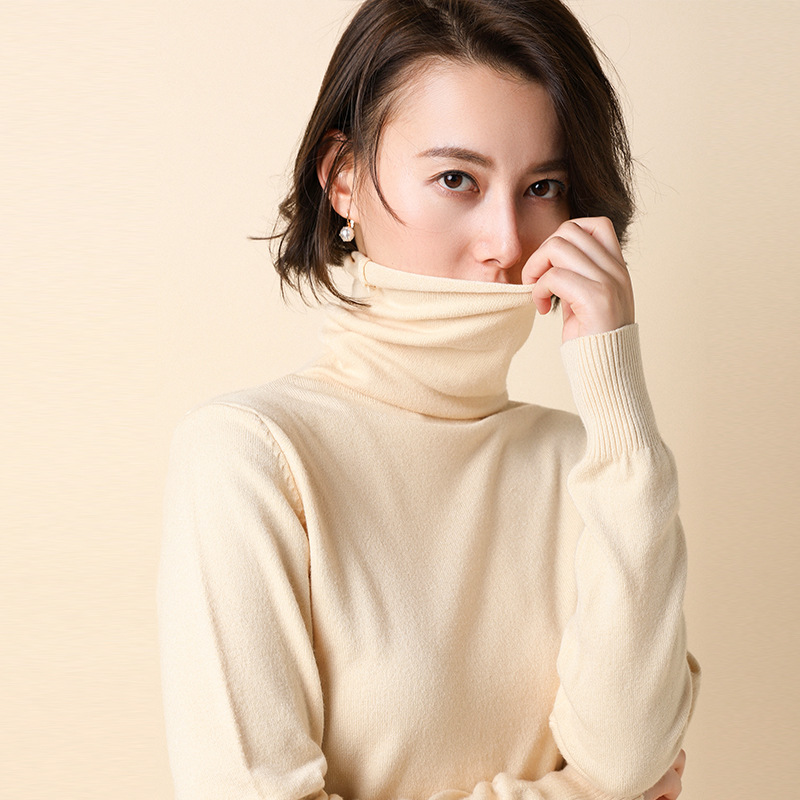 Turtleneck Women Sweater Warm Winter Solid Korean Stretch Slim Lady Jumpers Cashmere Black Sweater Pullover Femme Basic Knitwear alx