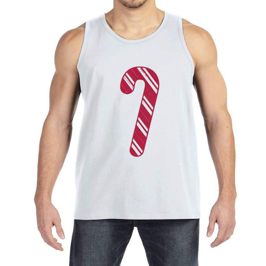 Men’s Christmas Shirt – Candy Cane Shirt – Christmas Present Idea for Him – Family Christmas Pajamas – White Tank Top – Christmas Gift Idea