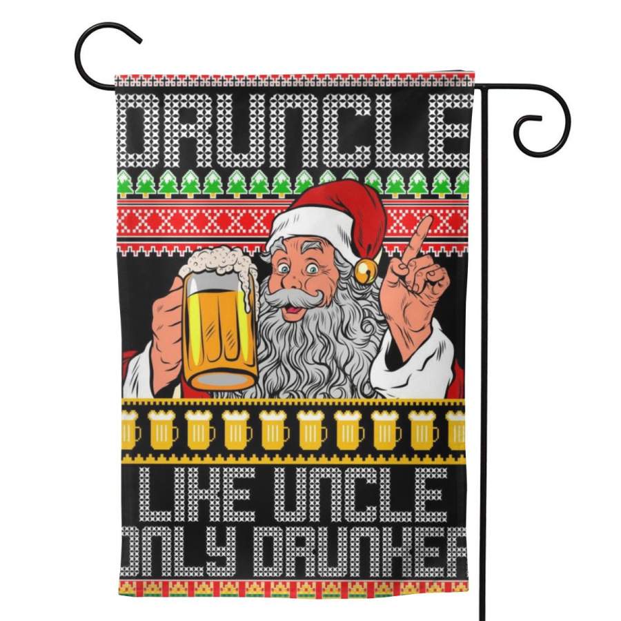 2 Pcs Garden Flag Druncle Like Uncle Only Drunker Ugly Christmas Poster 12.5″x18″ -Mothers Day, Birthday Gifts for Mom, Dad, Wife, Husband, Daughters, Grandma, Friends