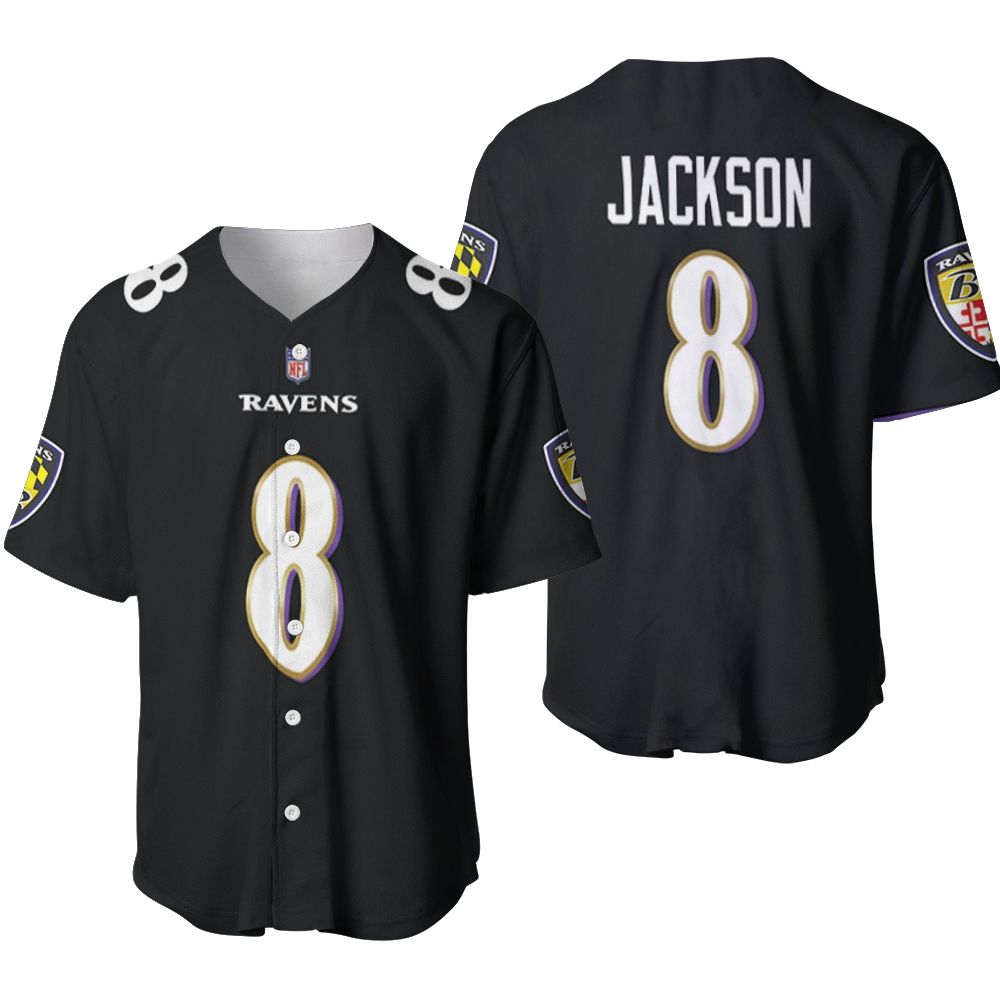 Baltimore Ravens Lamar Jackson #8 Great Player NFL American Football Game Jersey Black 2019 3D Designed Allover Gift For Ravens Fans Baseball Jersey