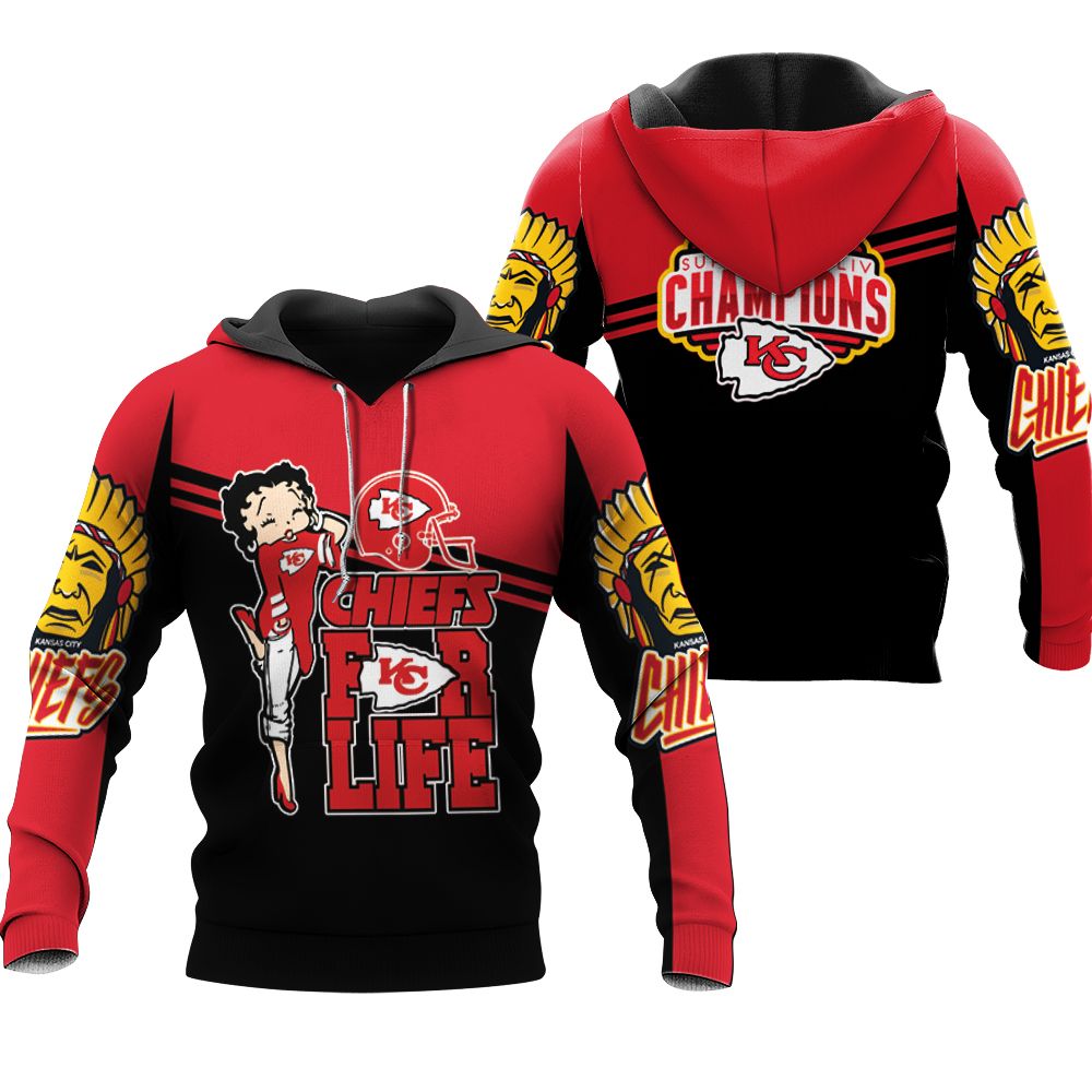 Kansas City Chiefs Betty Boop Super Bowl AFC West Division Champion 2020 Hoodie  Rughing's Signature Collection