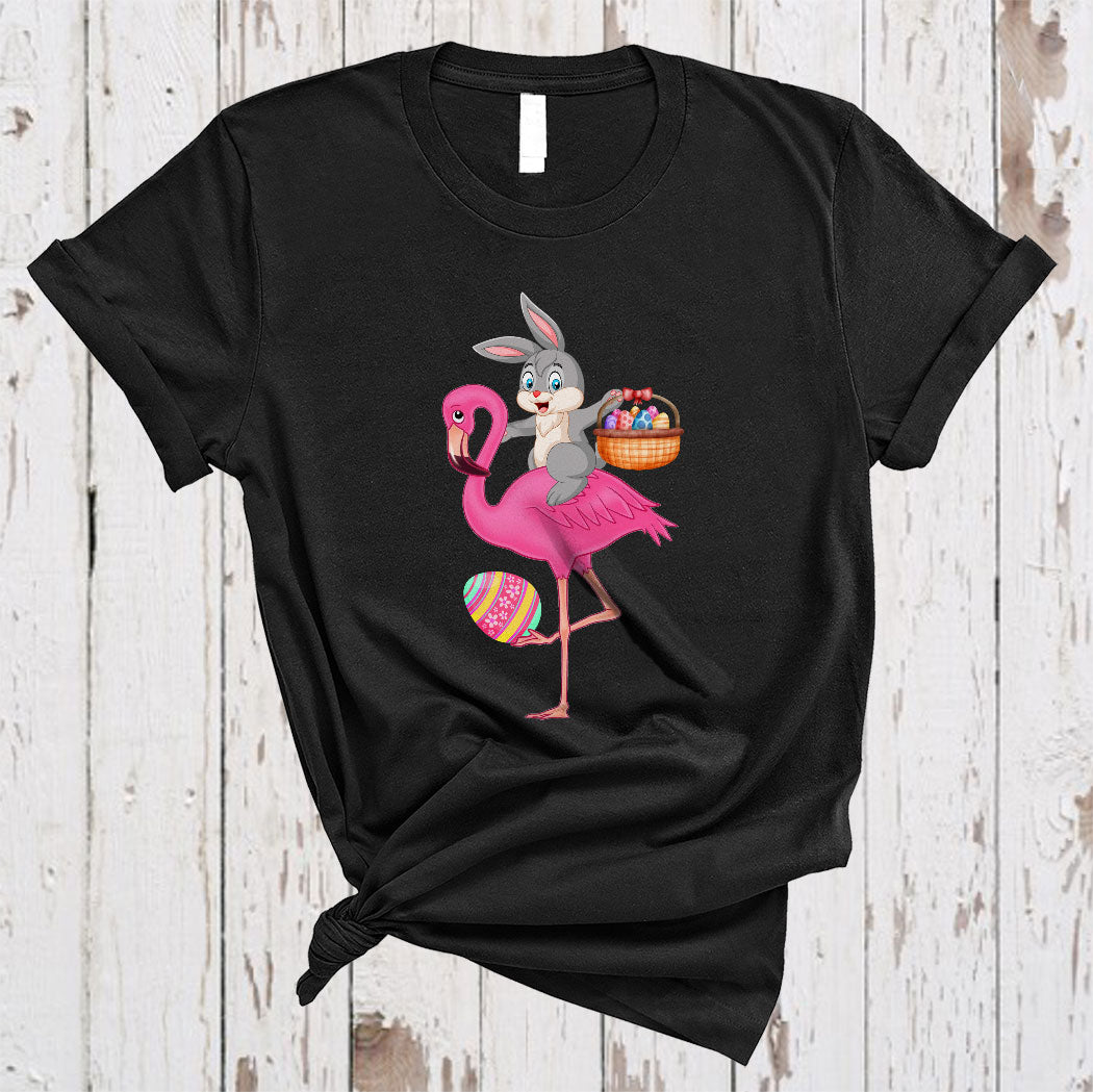 Cute Bunny Riding Flamingo Funny Easter Day Egg Hunting Rabbit Flamingo Lover Gifts T-Shirt