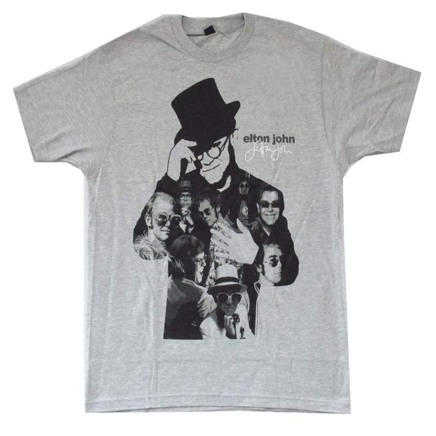 Men’s Fashion T-Shirt Elton John Montage Image Gray Mens Cotton T Shirt Fu …