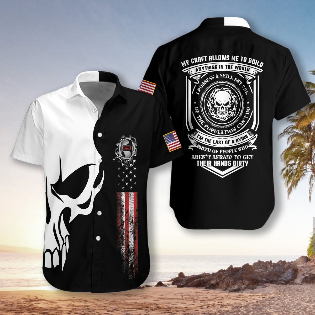 Welder Proud Skull Hawaii Shirt Ha16855