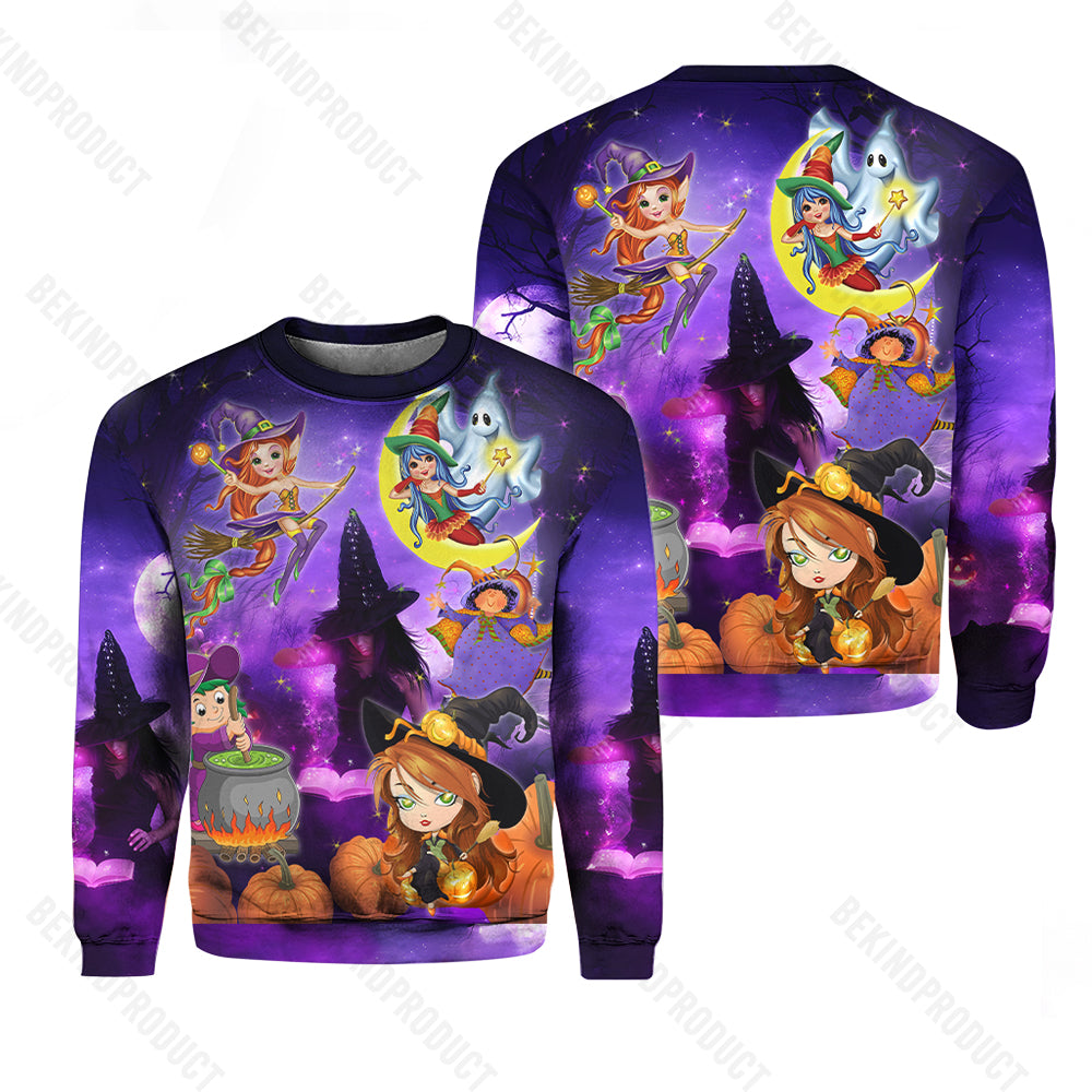 Halloween Funny Witch Ghost Crewneck Sweatshirt All Over Print Sweatshirt For Women Sweatshirt For Men Swn1206