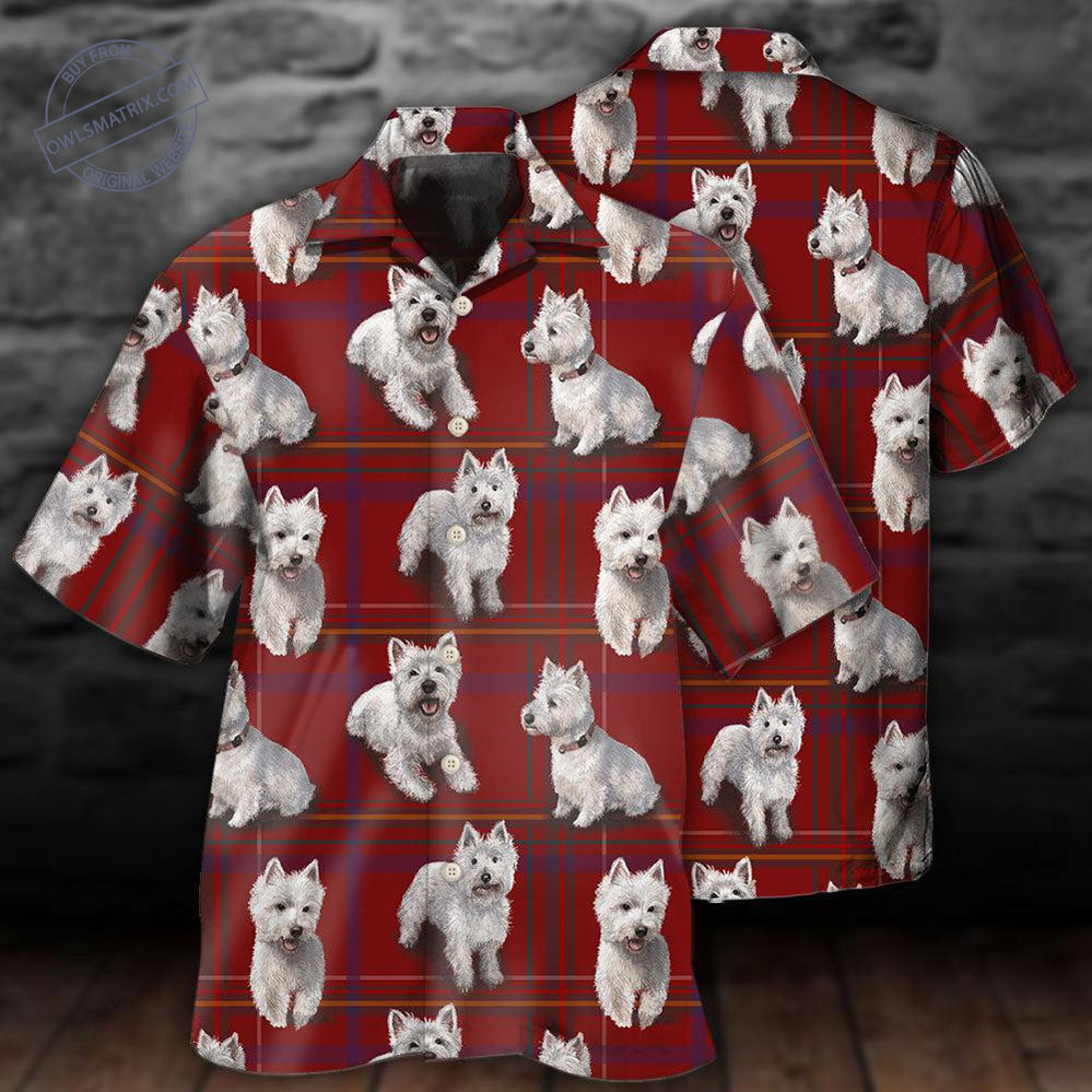 West Highland Terrier Dog Lover Red Background Hawaii Shirt Ha82174