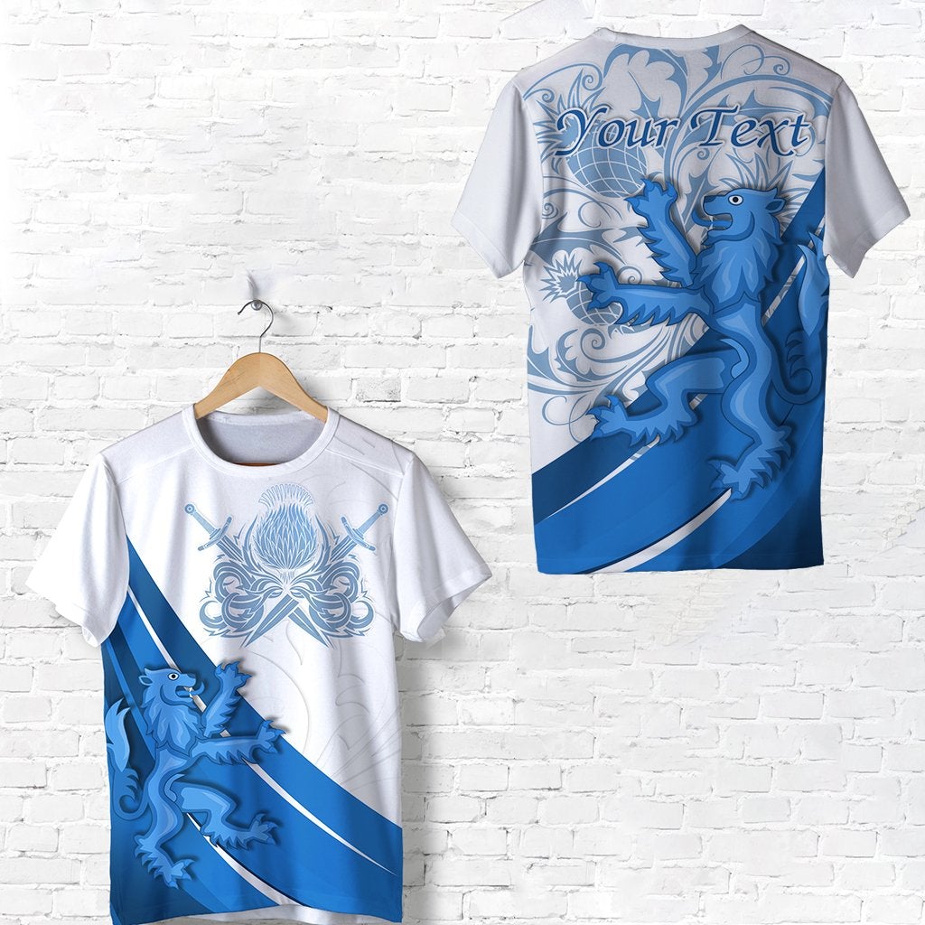 (Custom Personalised) Scotland Rugby T Shirt Lion Thistle Simple