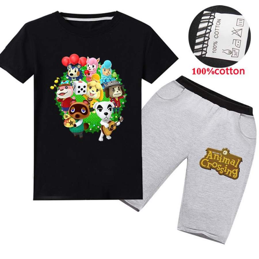 animal crossing Cartoon Pattern Casual Summer Children’s Cotton T-shirt Shorts Pants