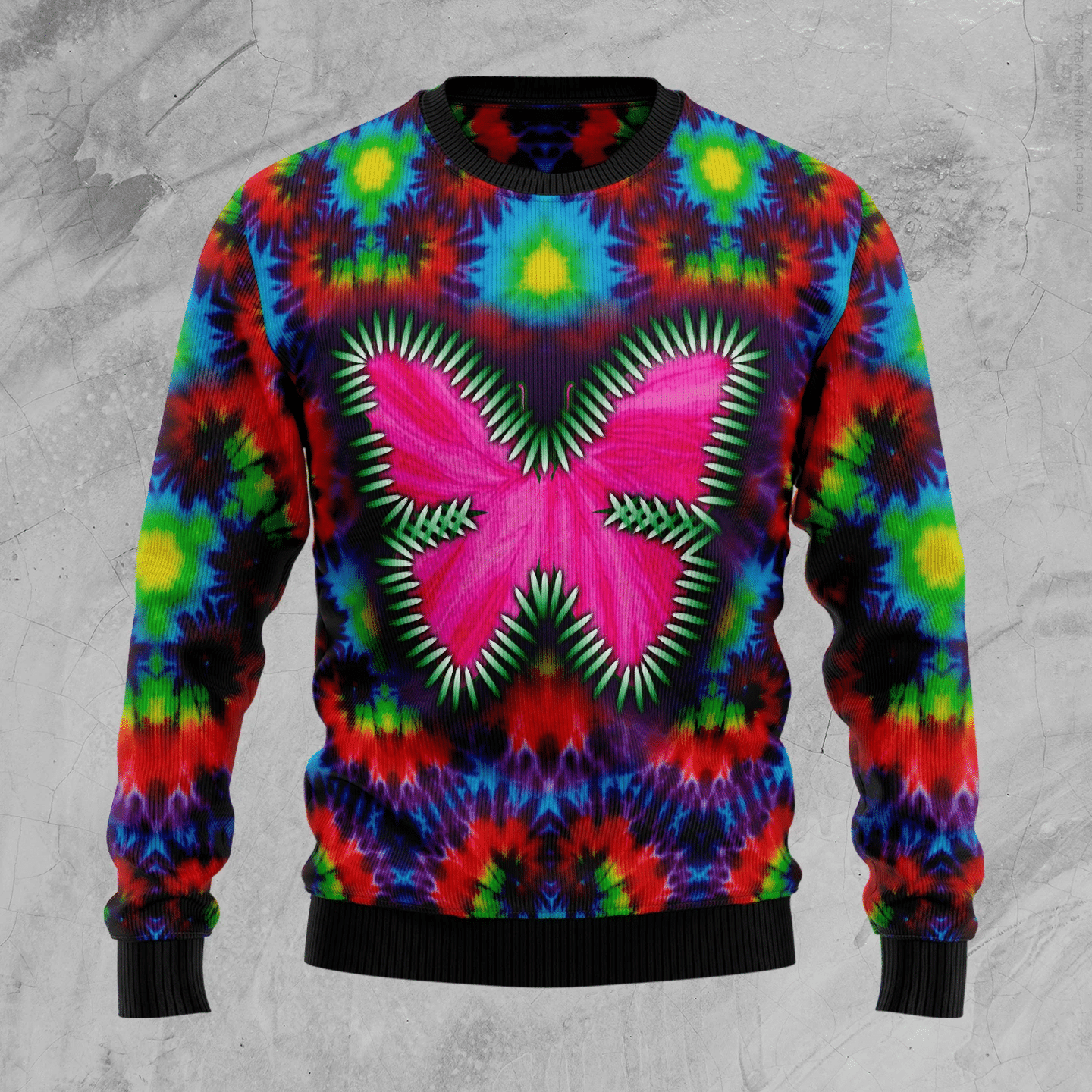 Butterfly Tie Dye Christmas Ugly Sweater