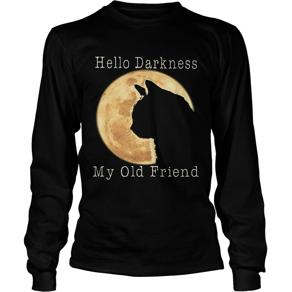 Hello Darkness My Old Friend Cat Under The Moon Graphic Shirt Gift For Cat Lovers Men Women Standard Crew Neck Sweatshirt