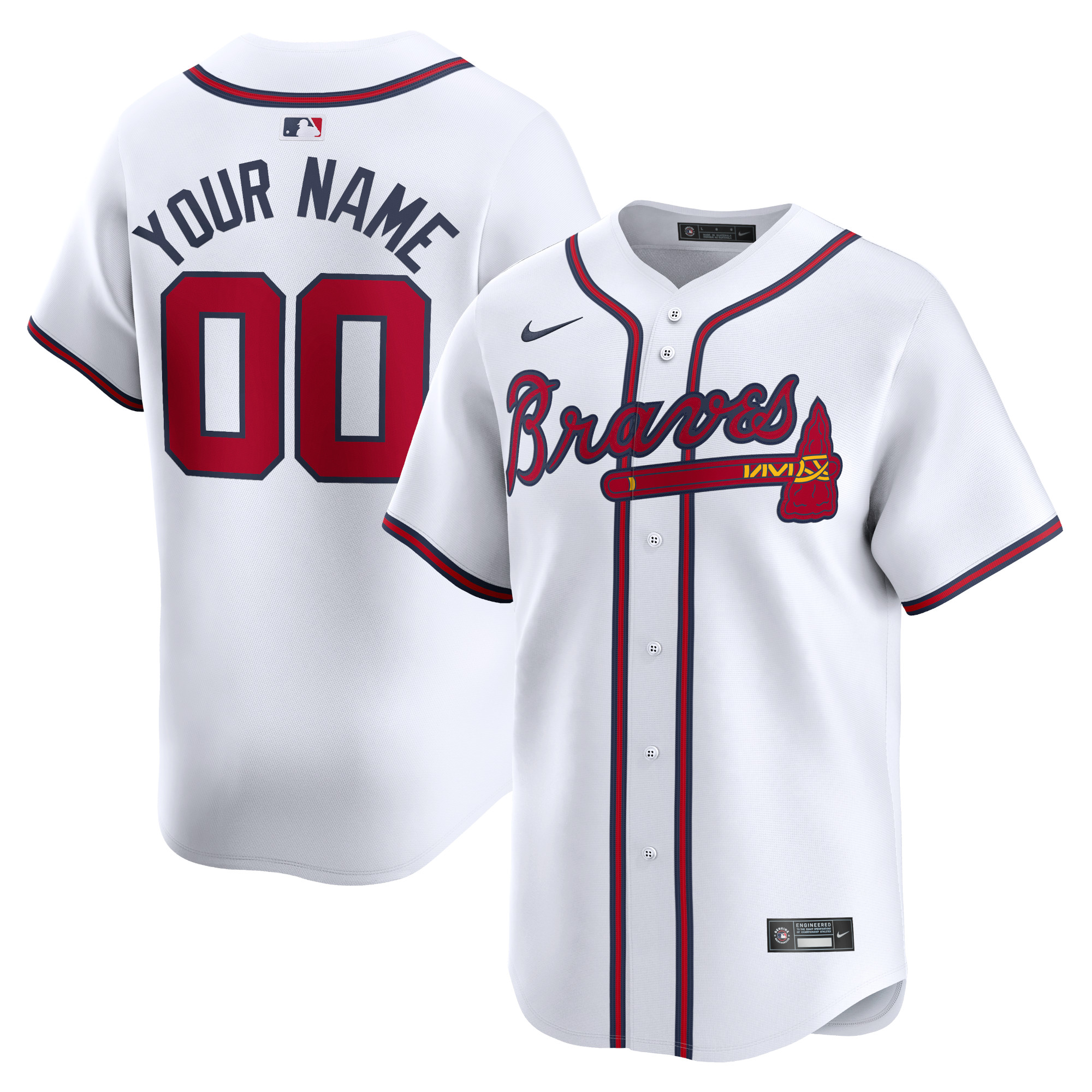 Atlanta Braves Youth Home Limited Custom Jersey – White