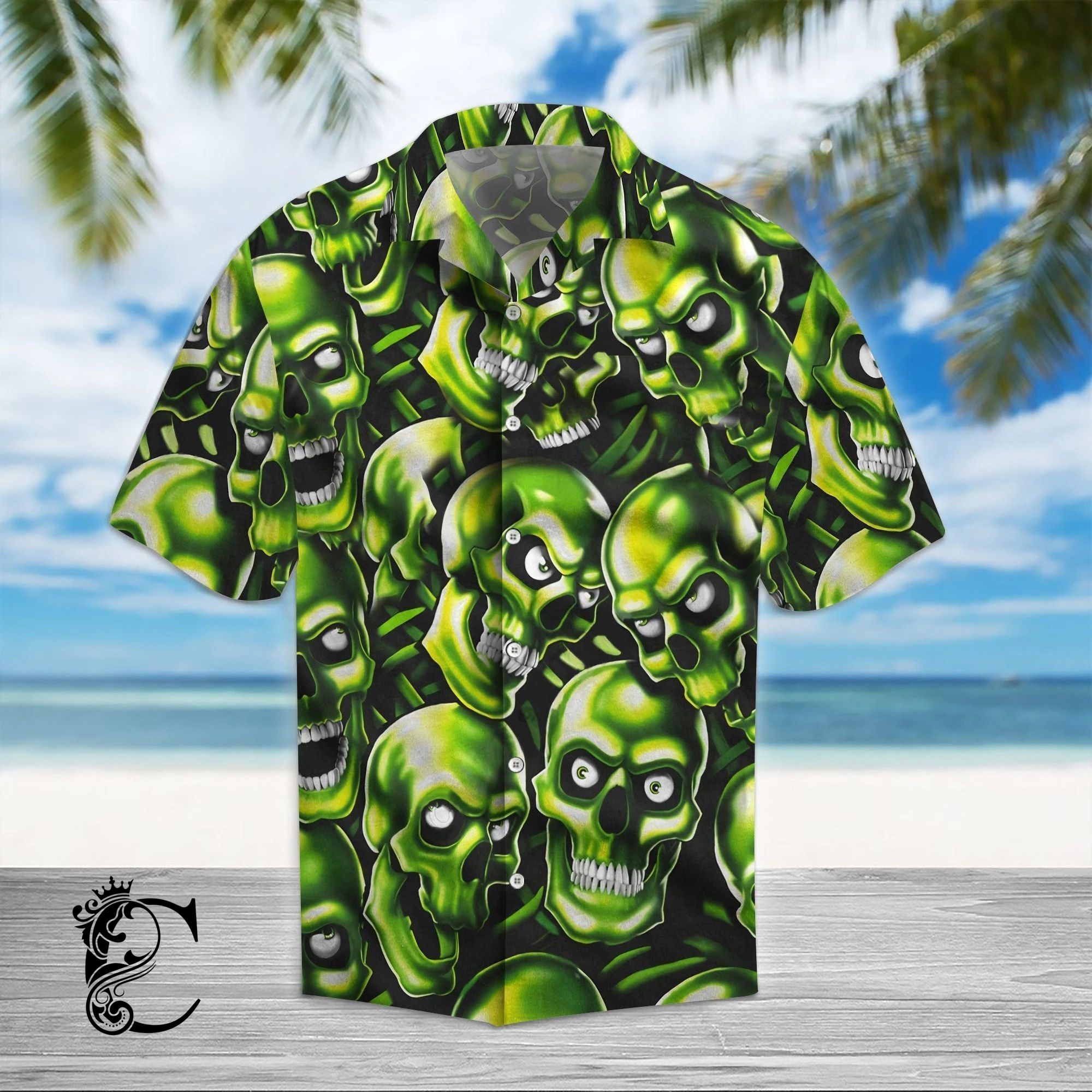 Beach Shirt Get Here Blue Skull Hawaiian Shirt- Chillicothemall