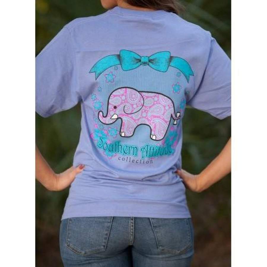 Southern Attitude Preppy Classy Elephant Violet T-Shirt