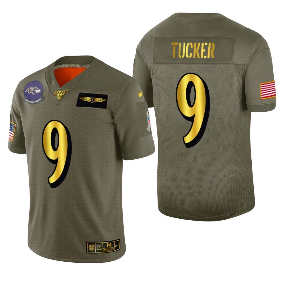 Baltimore Ravens Justin Tucker 2019 Salute To Service NFL 100 Mens Jersey Metallic