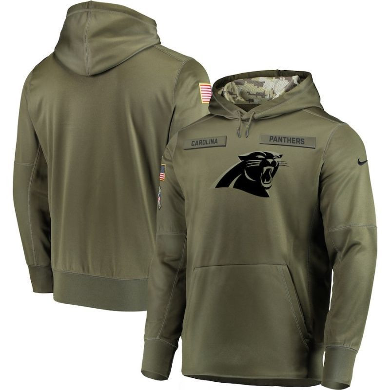 Carolina Panthers Olive Salute To Service Personalized Hoodie Jersey