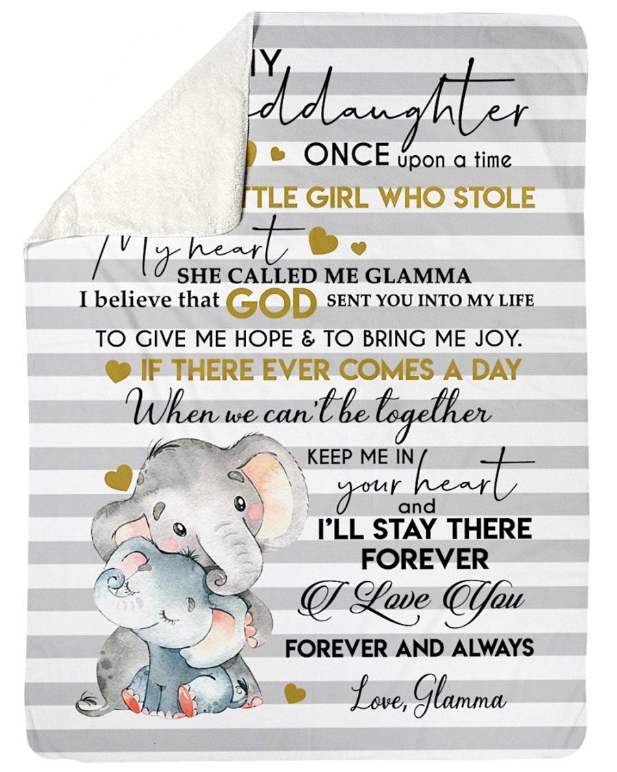 Ill Stay There Forever Elephant Grandma Gift For Granddaughter Fleece Blanket Sherpa Blanket